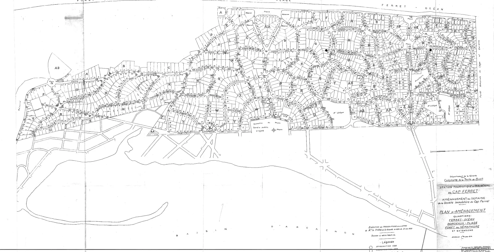 Station touristique et balnéaire du Cap Ferret — Plan d'aménagement du domaine de la Société Immobilière du Cap Ferret (1929)