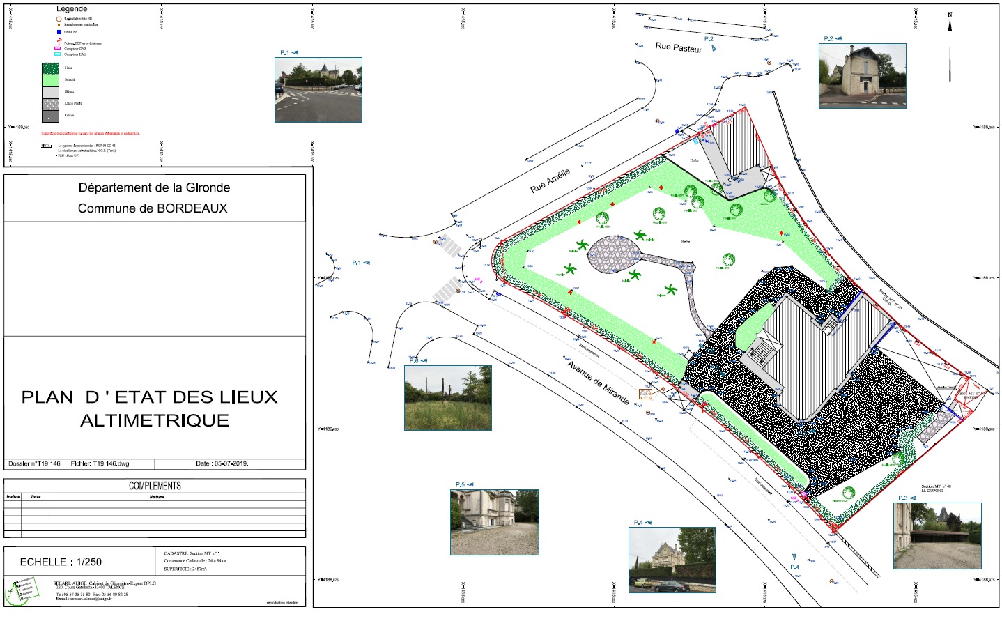 Plan d'état des lieux intérieur réalisé par relevé AUIGE