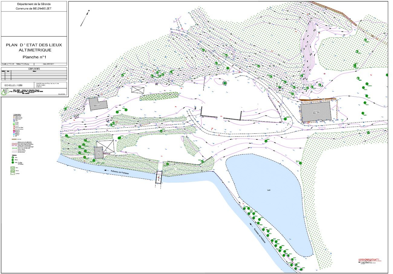 Plan topographique altimétrique avec courbes de niveau réalisé par AUIGE